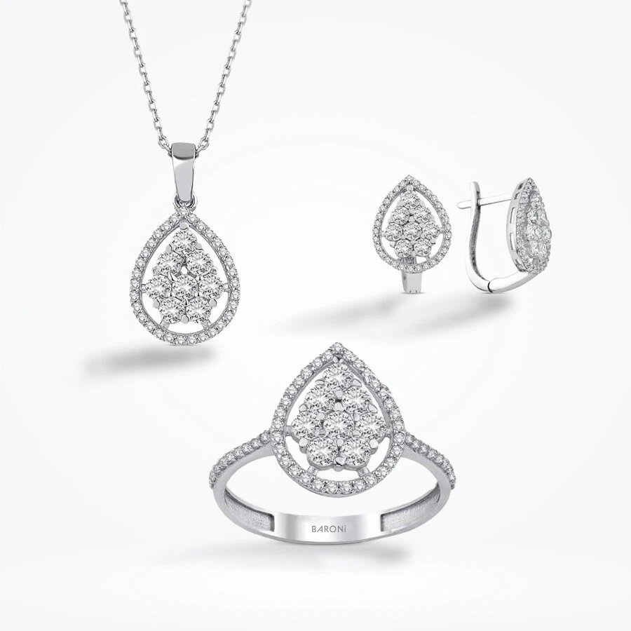 Altın Taşlı Damla Set
