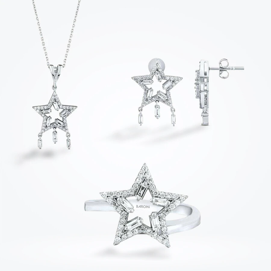1.38 Karat Pırlanta Yıldız Baget Set