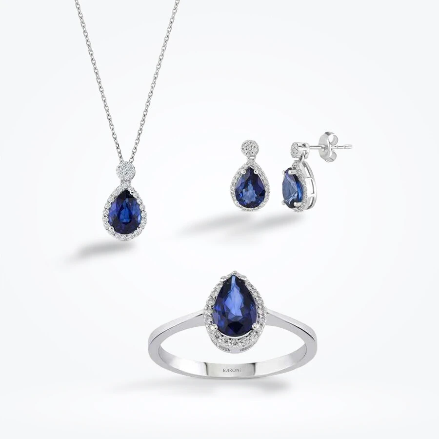 3.22 Karat Pırlanta Safir Set