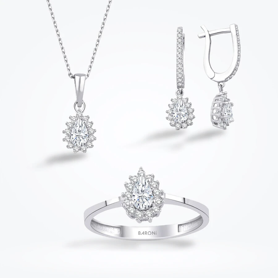 Altın Damla Taşlı Set
