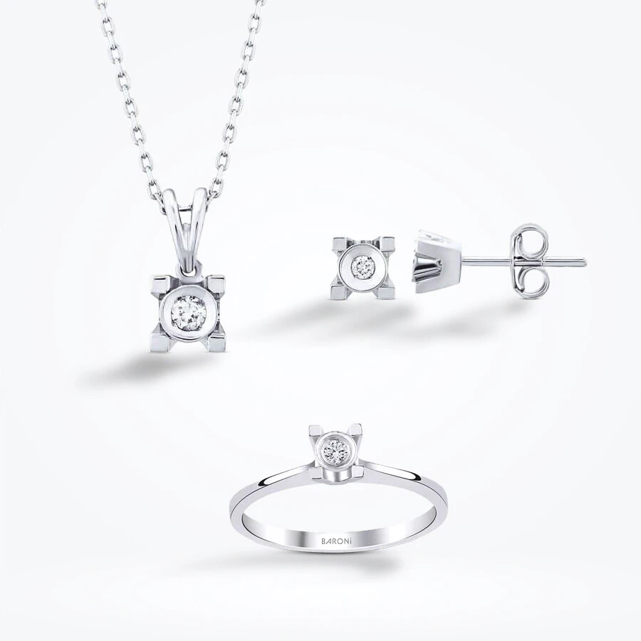 0.16 Karat Pırlanta Tektaş Mini Set