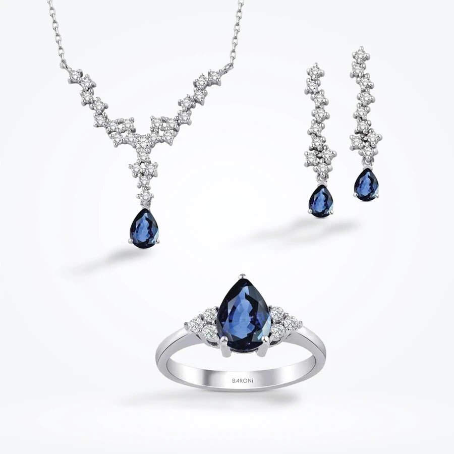 2.54 Karat Pırlanta Safir Set