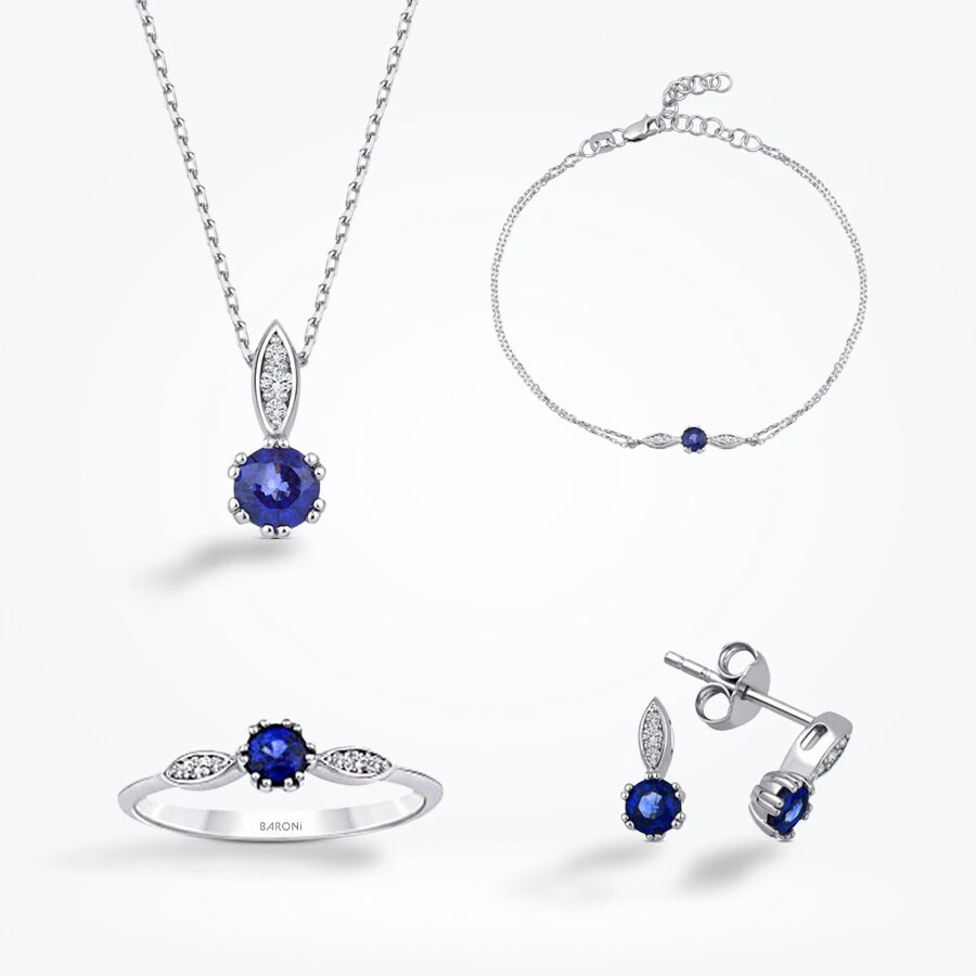 1.65 Karat Pırlanta Safir Set