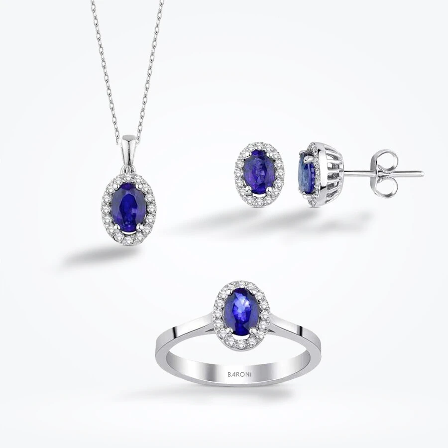 1.87 Karat Pırlanta Safir Set 