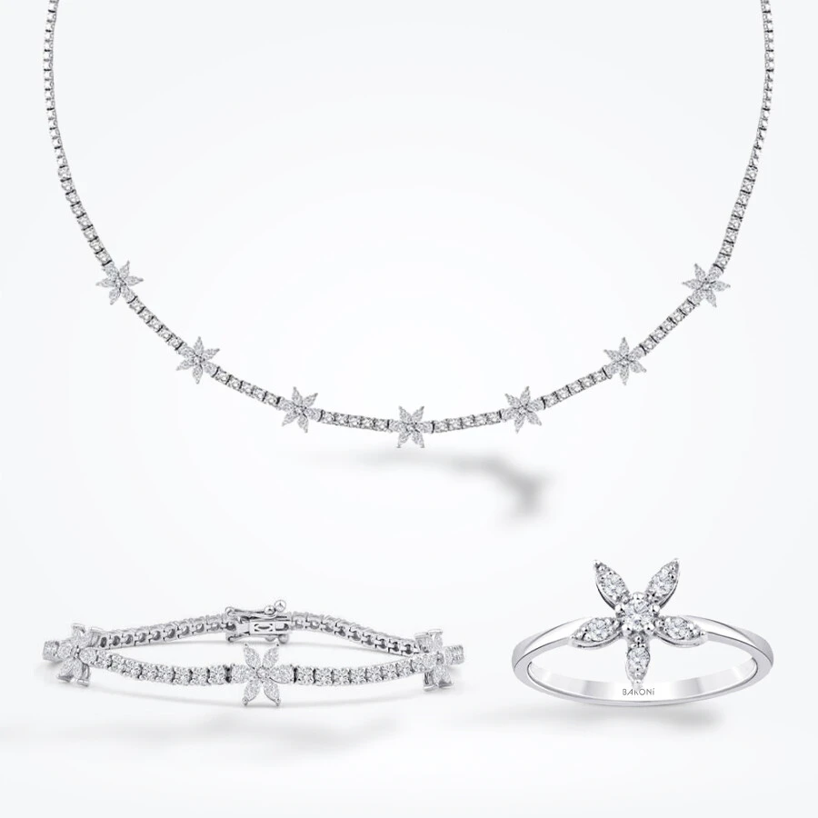 8.71 Karat Pırlanta Çiçek Set