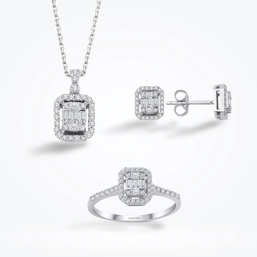 0.88 Karat Pırlanta Baget Mini Set