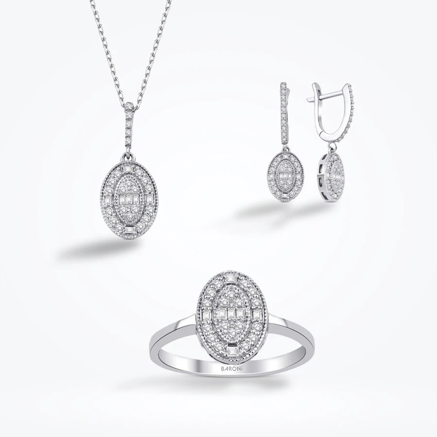 0.87 Karat Pırlanta Baget Set