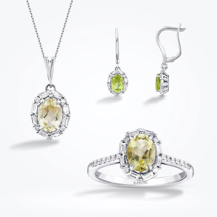 3.81 Karat Pırlanta Renkli Taşlı Set