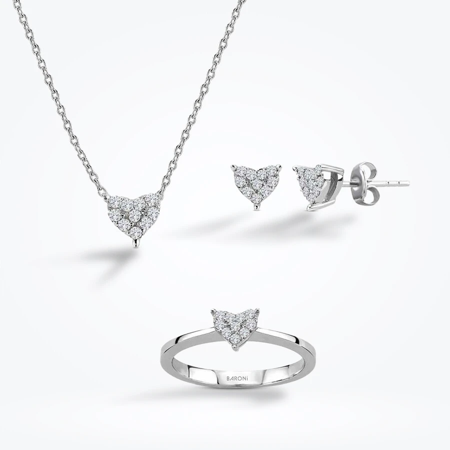 0.30 Karat Pırlanta Kalp Mini Set