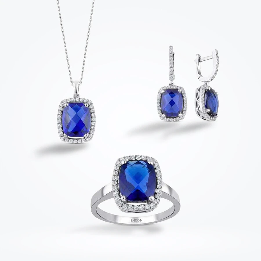 8.56 Karat Pırlanta Safir Set