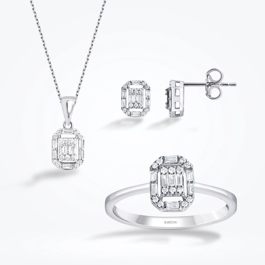 0.61 Karat Pırlanta Baget Set