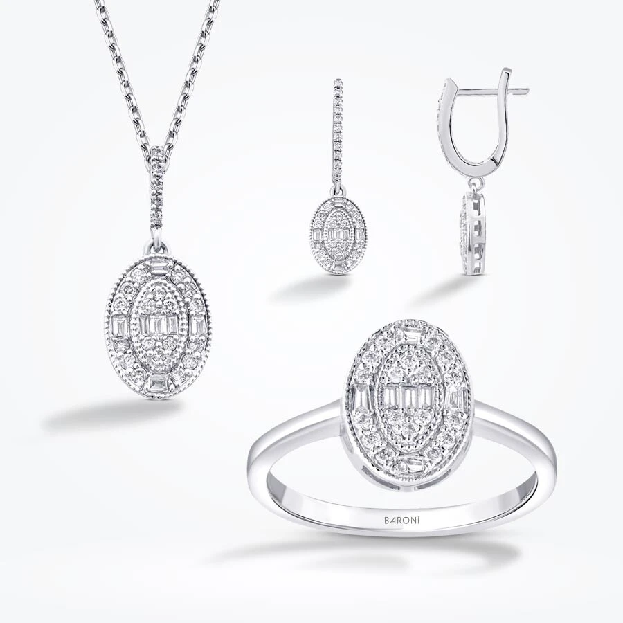 0.91 Karat Pırlanta Baget Set