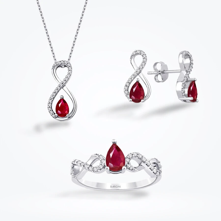 2.72 Karat Pırlanta Damla Yakut Set