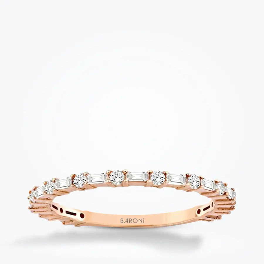 0.38 Karat Pırlanta Rose Yarımtur Yüzük - Baroni Diamond