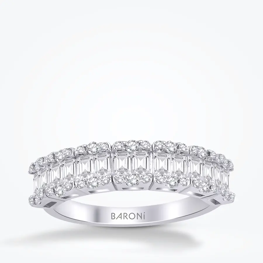 1.05 Karat Pırlanta Baget Yarımtur Yüzük - Baroni Diamond