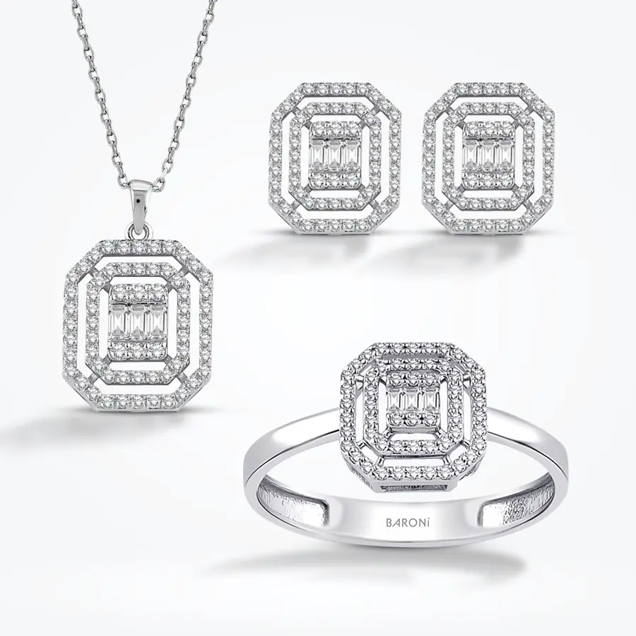 Altın Baget Set - Baroni Diamond