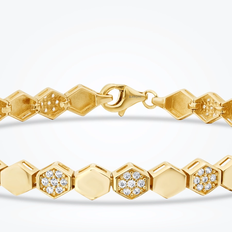 Altın Taşlı Arı Petek Bileklik - Baroni Diamond (1)