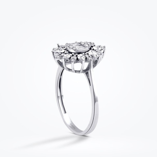 0.20 Karat Pırlanta Baget Damla Yüzük - Baroni Diamond (1)