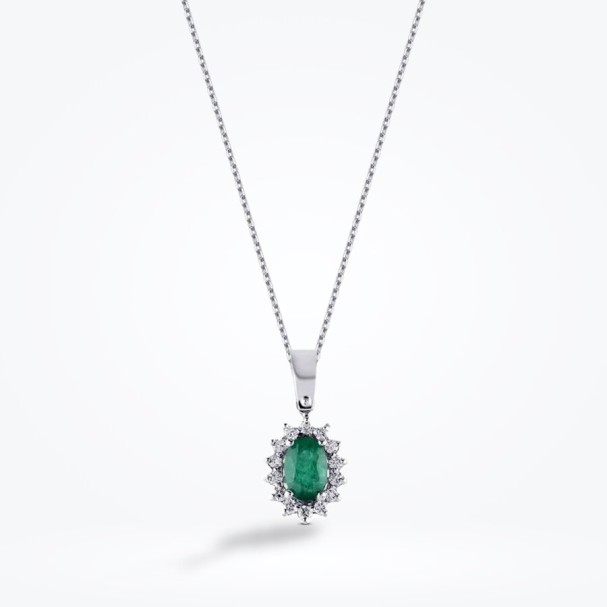 0.32 Karat Pırlanta Zümrüt Kolye - Baroni Diamond