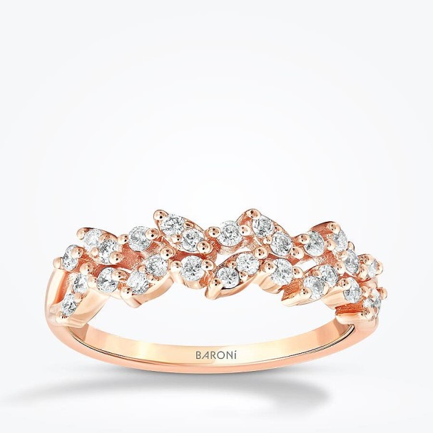 0.35 Karat Pırlanta Çift Sıralı Trend Yüzük - Baroni Diamond