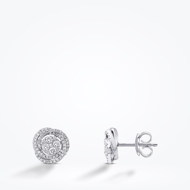 0.53 Karat Pırlanta Yuvarlak Detaylı Küpe - Baroni Diamond