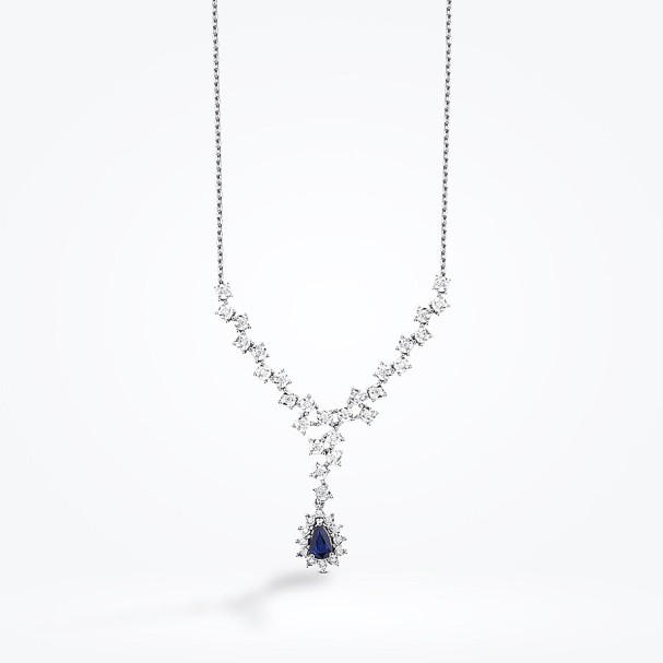 0.64 Karat Pırlanta Damla Taşlı Safir Gerdanlık - Baroni Diamond (1)