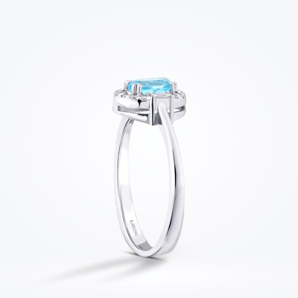 0.67 Karat Pırlanta Blue Topaz Baget Yüzük - Baroni Diamond (1)