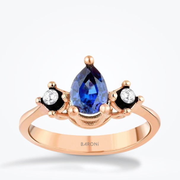 0.85 Karat Elmas Safir Yüzük - Baroni Diamond