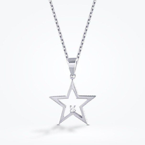 0.01 Karat Pırlanta Trend Yıldız Kolye - Baroni Diamond