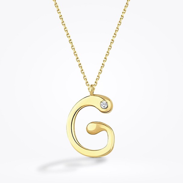 0.02 Karat Pırlanta G Harf Kolye - Baroni Diamond