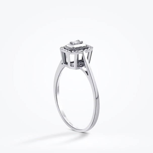 0.04 Karat Pırlanta Efektli Baget Yüzük - Baroni Diamond (1)