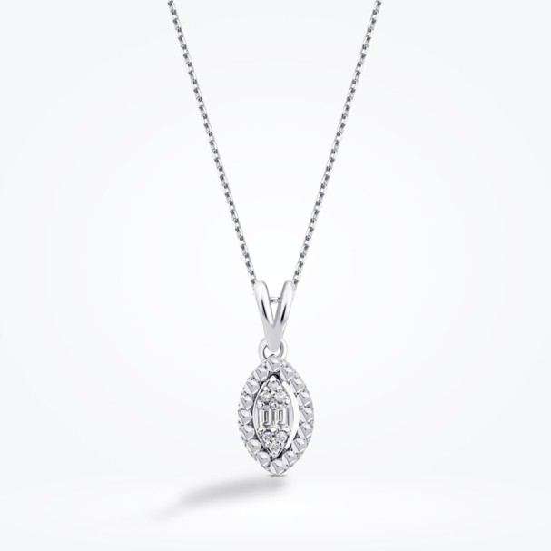 0.05 Karat Pırlanta Damla Baget Kolye - Baroni Diamond