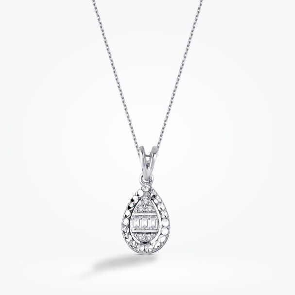 0.06 Karat Pırlanta Baget Damla Kolye - Baroni Diamond (1)