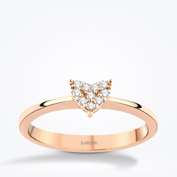 0.06 Karat Pırlanta Rose Kalp Yüzük - Baroni Diamond