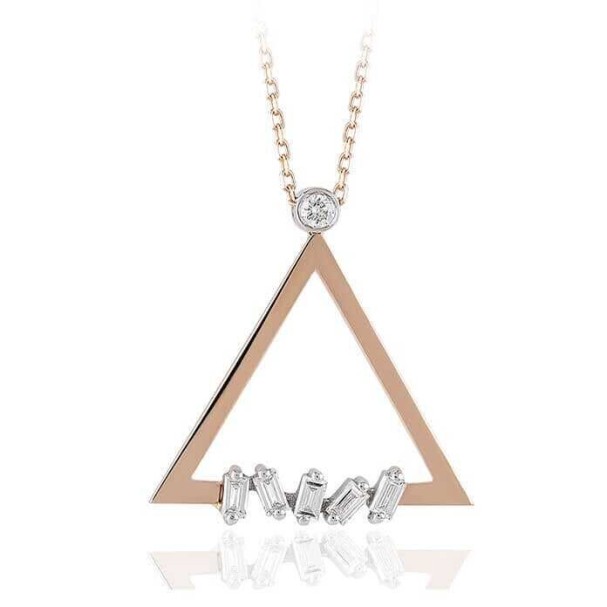 0.07 Karat Pırlanta Baget Kolye - Baroni Diamond (1)