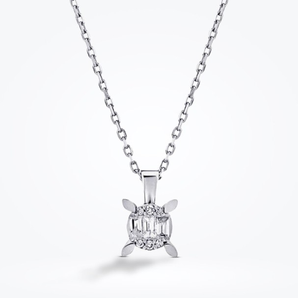 0.08 Karat Pırlanta Baget Tektaş Kolye - Baroni Diamond