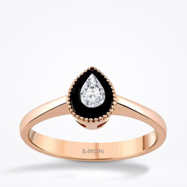 0.09 Karat Elmas Damla Yüzük - Baroni Diamond