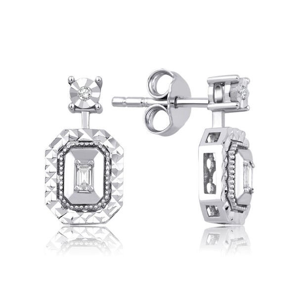 0.09 Karat Pırlanta Efektli Baget Küpe - Baroni Diamond