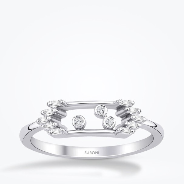 0.09 Karat Pırlanta Taşlı Baget Yüzük - Baroni Diamond