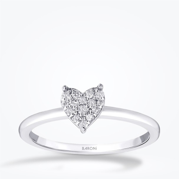 0.09 Karat Pırlanta Taşlı Kalp Yüzük - Baroni Diamond