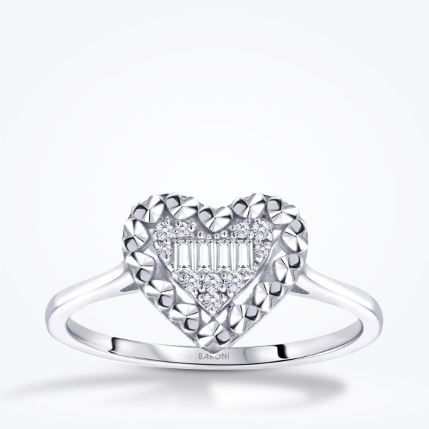 0.10 Karat Pırlanta Ebedi Aşk Kalp Yüzük - Baroni Diamond