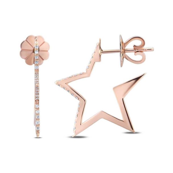 0.10 Karat Pırlanta Taşlı Yıldız Küpe - Baroni Diamond