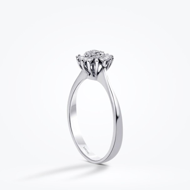 0.12 Karat Pırlanta Baget Çiçek Yüzük - Baroni Diamond (1)