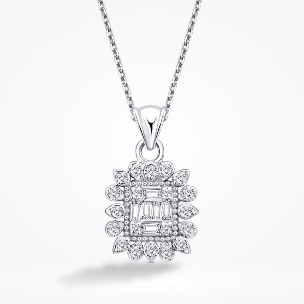 0.12 Karat Pırlanta Baget Kolye - Baroni Diamond