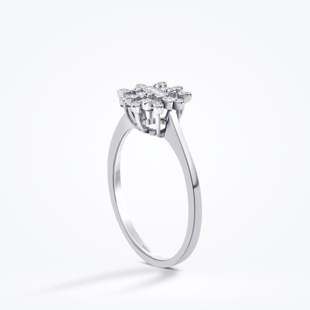0.12 Karat Pırlanta Çiçek Baget Yüzük - Baroni Diamond (1)