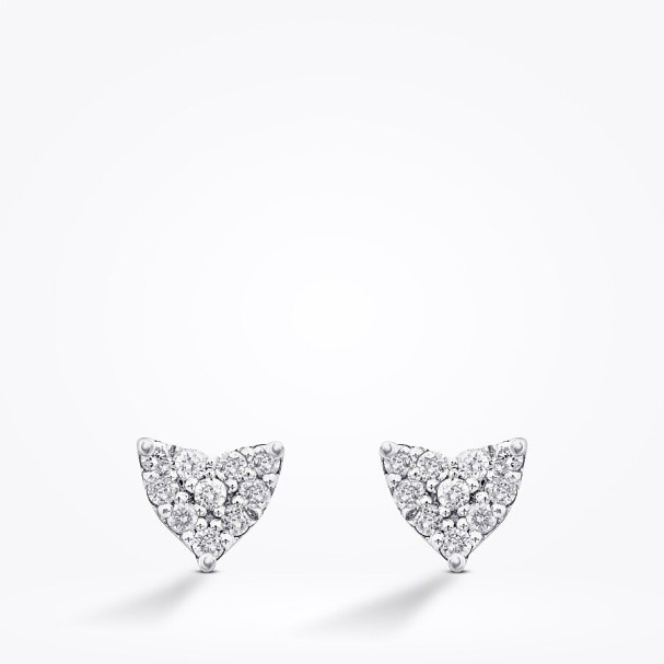 0.12 Karat Pırlanta Kalp Küpe - Baroni Diamond