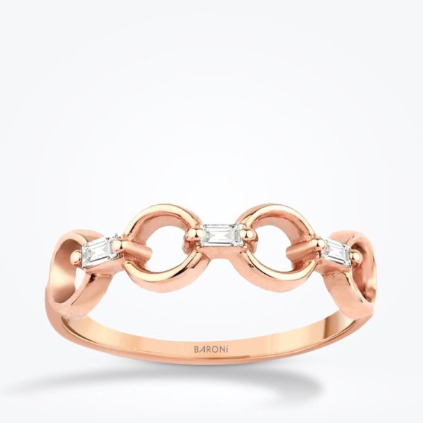 0.13 Karat Pırlanta Halka Baget Rose Yüzük - Baroni Diamond