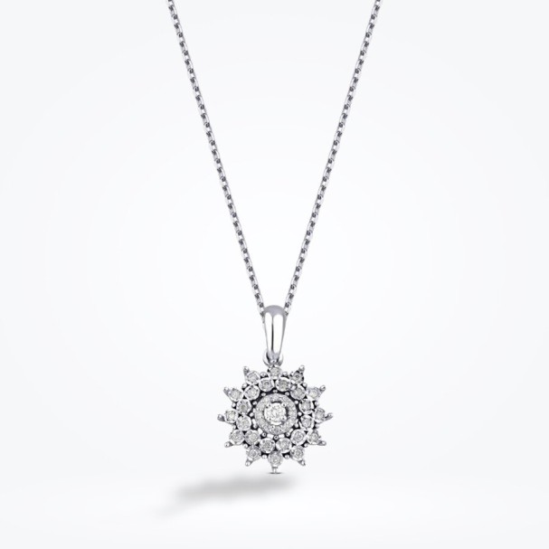 0.13 Karat Pırlanta Taşlı Çiçek Kolye - Baroni Diamond (1)