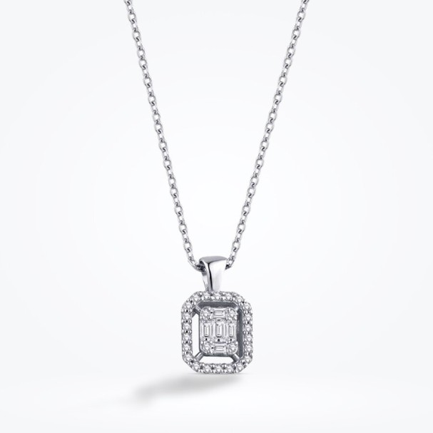 0.14 Karat Pırlanta Baget Kolye - Baroni Diamond (1)