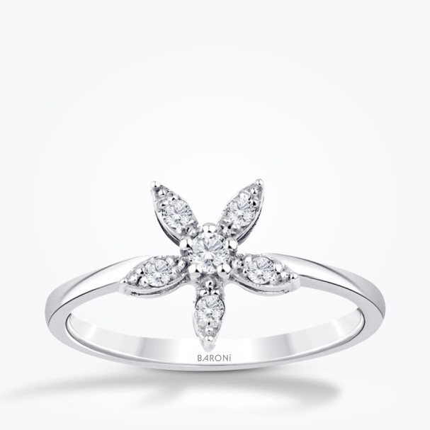0.14 Karat Pırlanta Çiçek Yüzük - Baroni Diamond